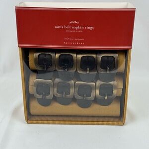 Set of 8 Pottery Barn Santa Belt Napkin Rings – Holiday Table Decor